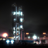 Praxair, Inc. in Biebesheim, Germany, under the full moon.