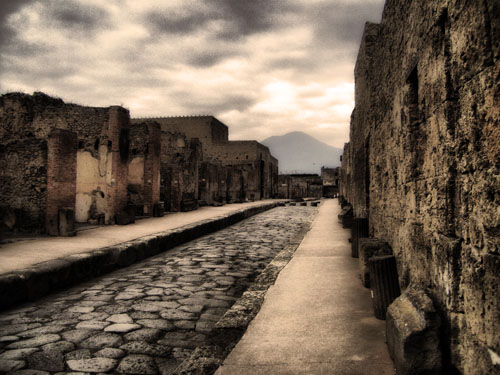 Pompeii, an antique Roman city in Italy.